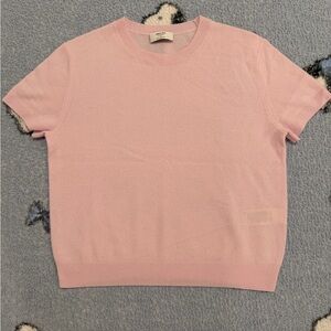 Aritzia Baby Pink Short Sleeve Cashmere Top Size M